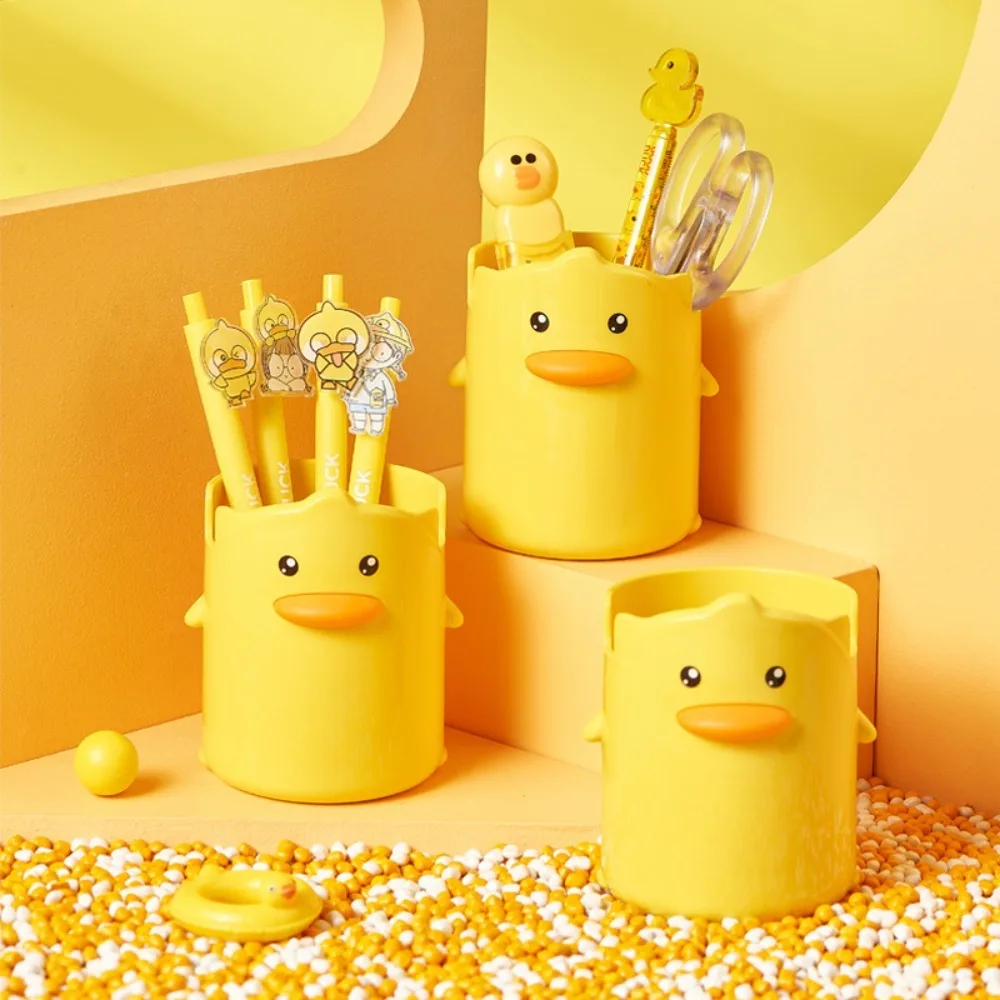 New Creative Cartoon Little Yellow Duck Pen Holder Student Stationery Storage Box Children Bathroom Waterproof Toothbrush Holder