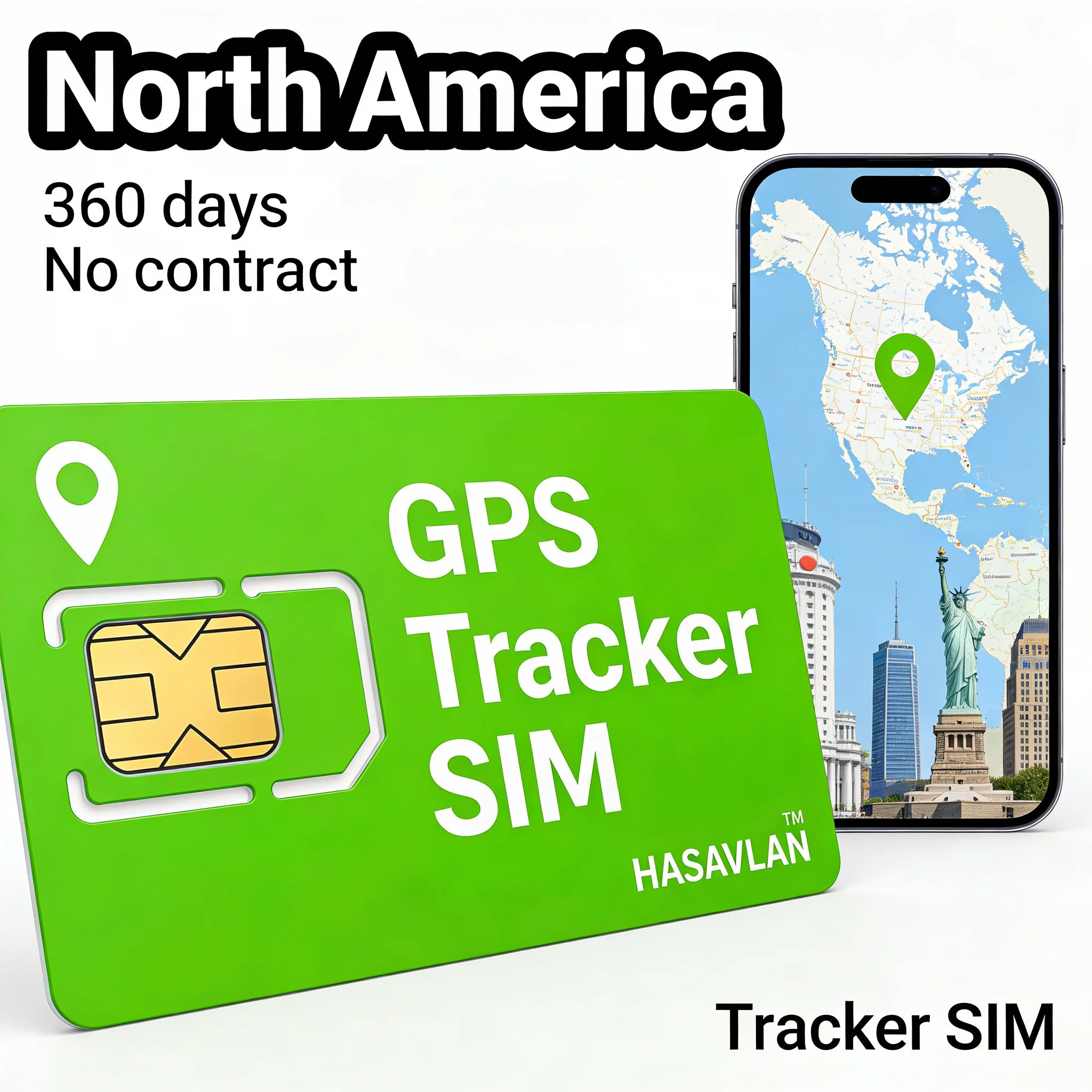 SIM Card Suitable for North American CAT1/CAT4 GPS Trackers -4G LTE, Supports Gateway 360MB/360 Days, No Contract