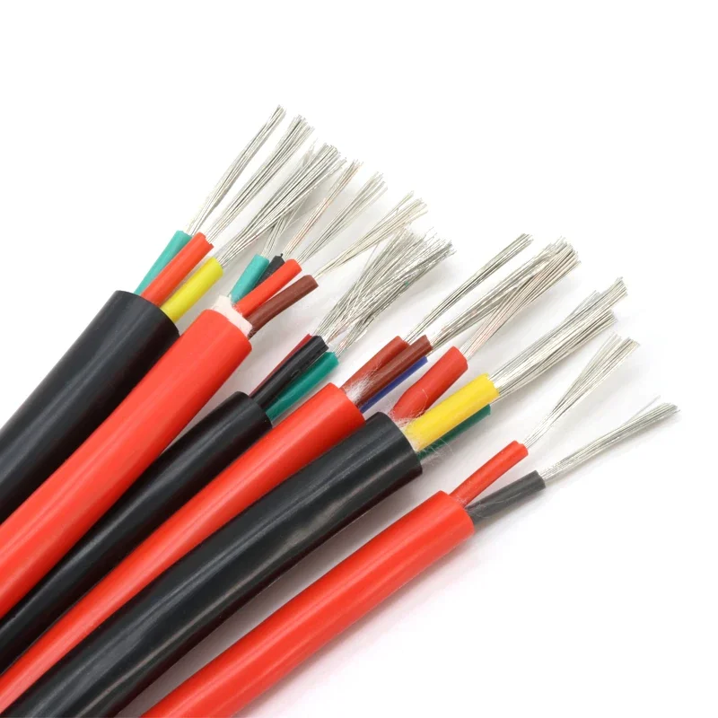 Red Black 2 3 4 6 Cores Ultra Soft Multi-Core Silicone Rubber Cable 0.3mm²~6mm² Flexible Insulated Copper High Temperature Wire