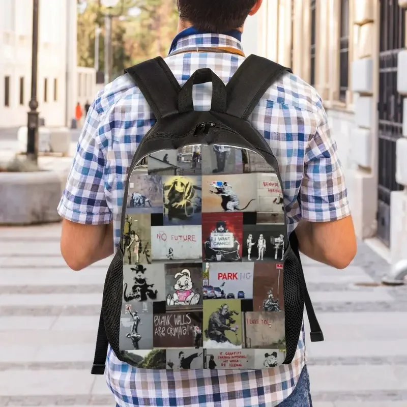 Mochila personalizada de Banksy Inglaterra para hombre y mujer, bolsa impermeable con estampado de grafiti, arte callejero, Escuela Universitaria