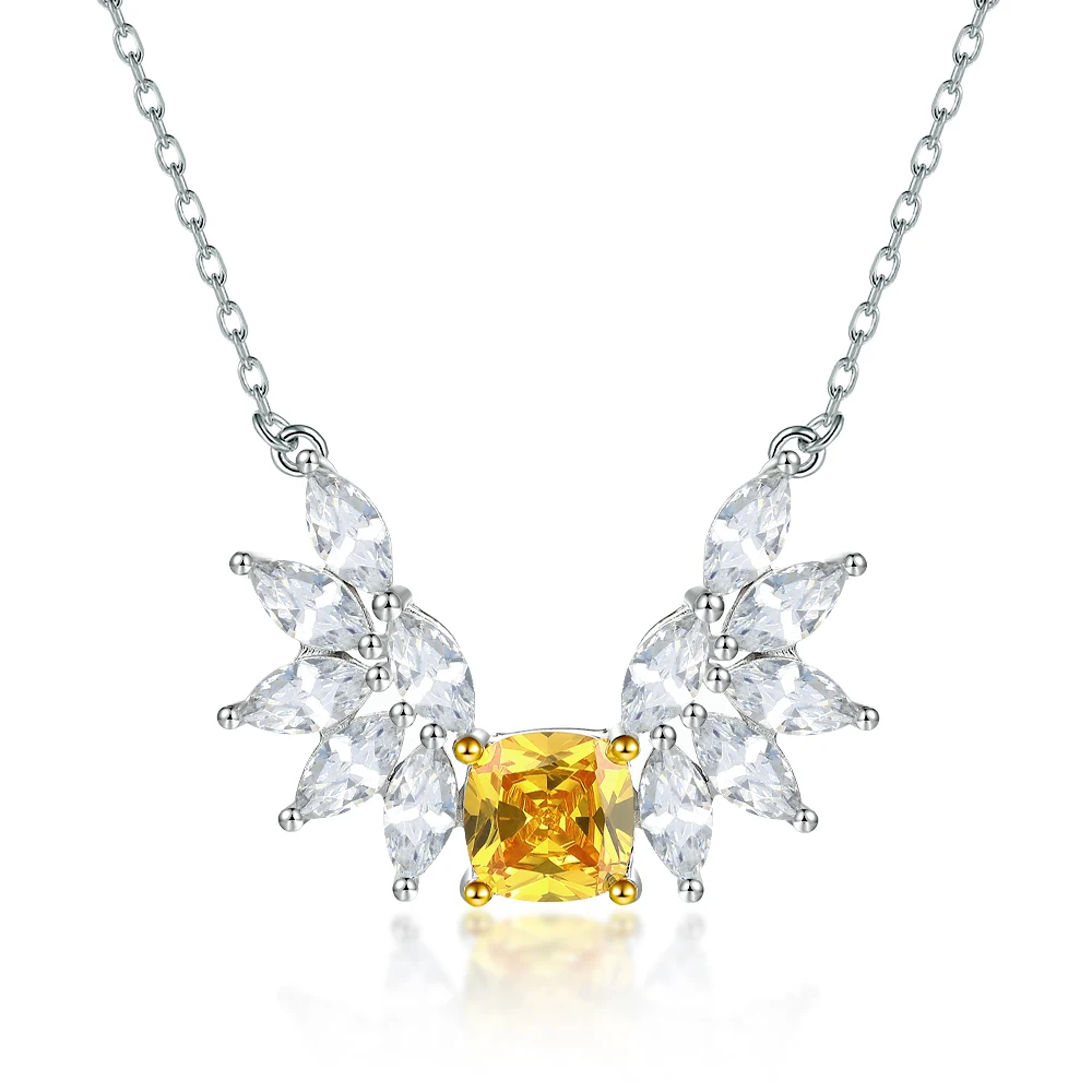 

Women's Trendy 925 Silver Wing Pendant Necklace with CZ Zircon Rhodium Plated for Weddings Engagements or Parties
