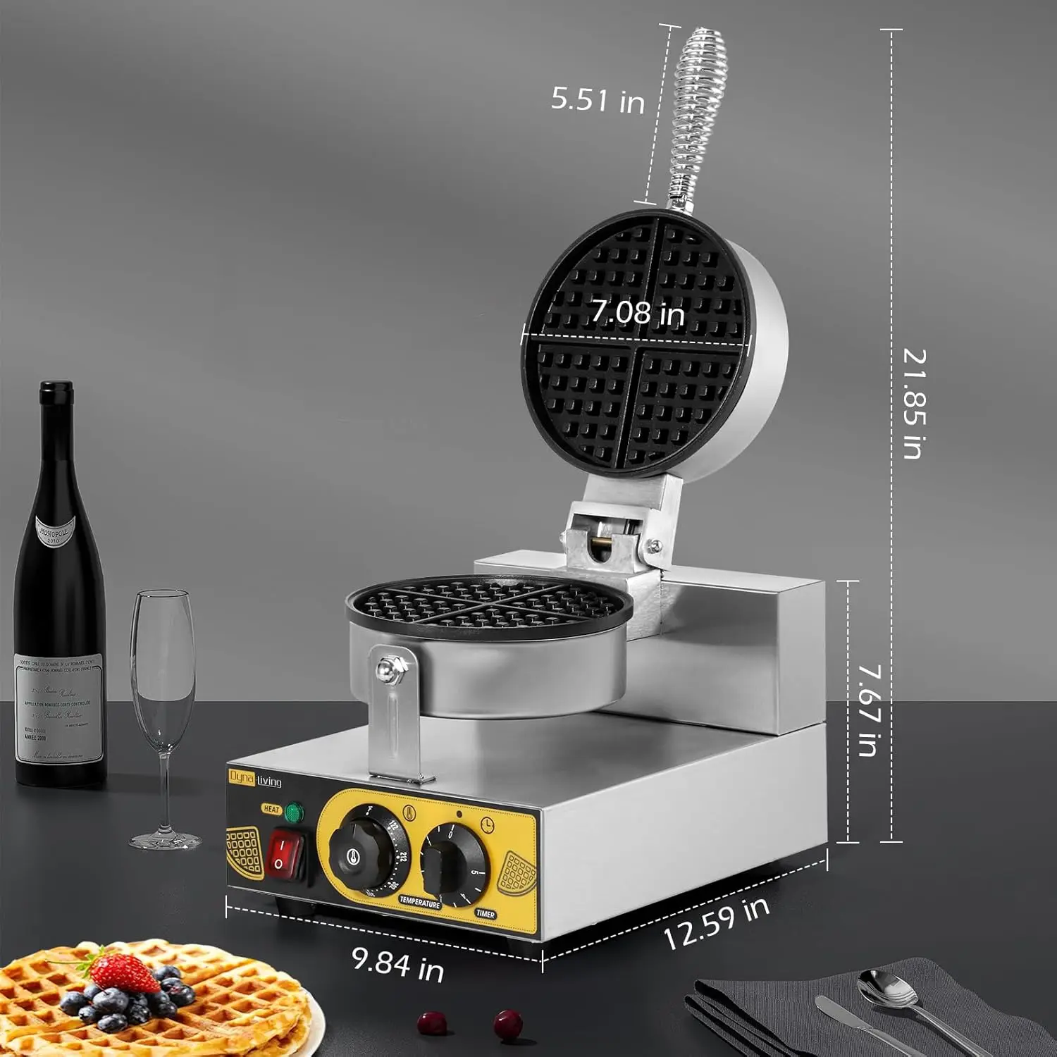 Restaurante comercial, máquina para hacer gofres clásica antiadherente de hierro comercial profesional de 1200W