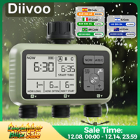Diivoo Garden Water Timer 3 Outlet for Garden Hose Programmable Automatic Irrigation Timer IP54 with Rain Delay Manual/Auto Mode