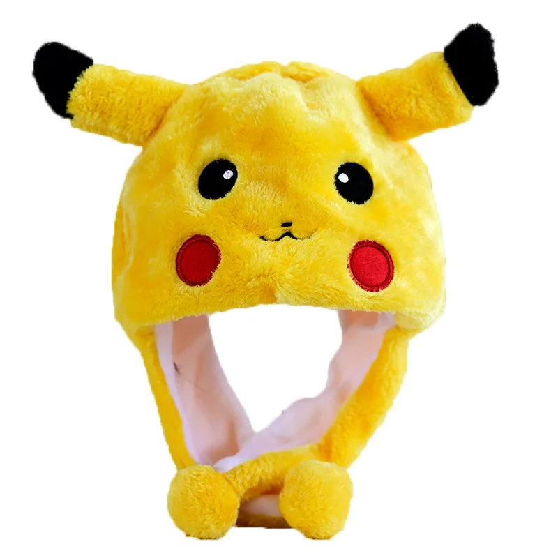 Pokemon Cartoon Pikachu Short Ear Hat Cute Winter Protection Hat Caps For Boy Girl Cosplay Toys