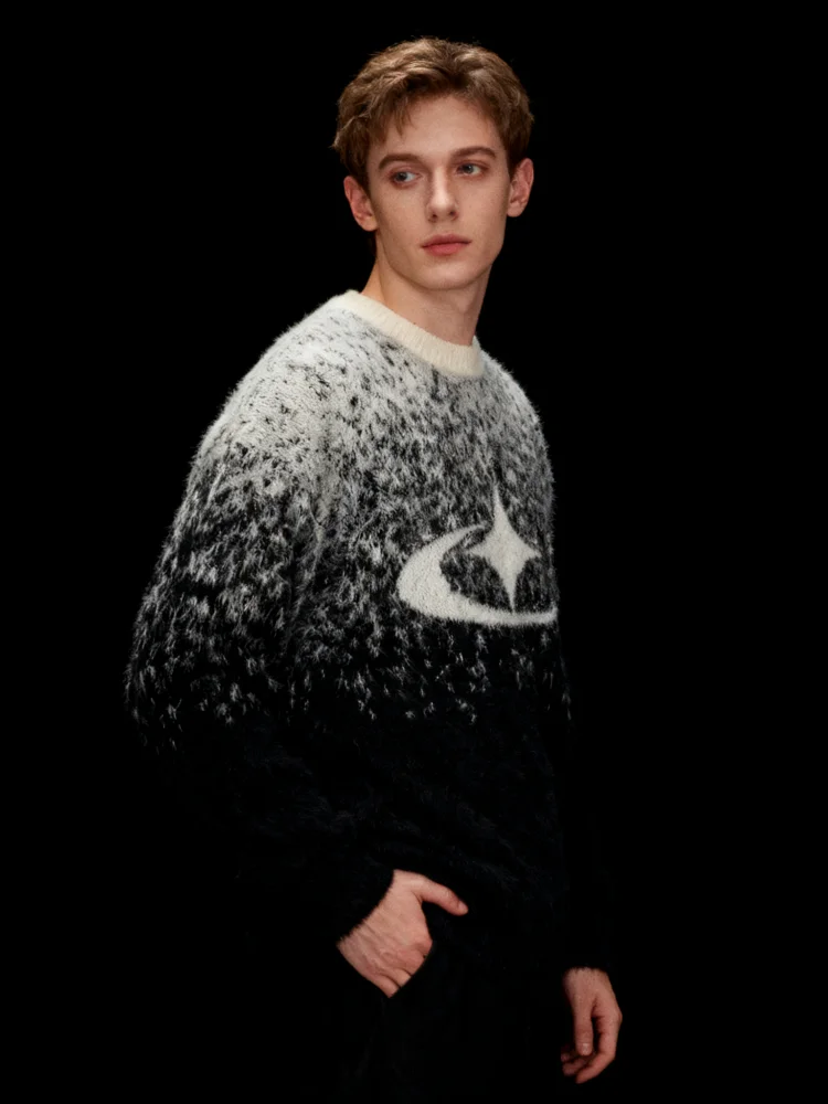 Maglione retrò Harajuku con motivo bianco e nero, pullover ampio da uomo e da donna, stile punk gotico alla moda Y2K