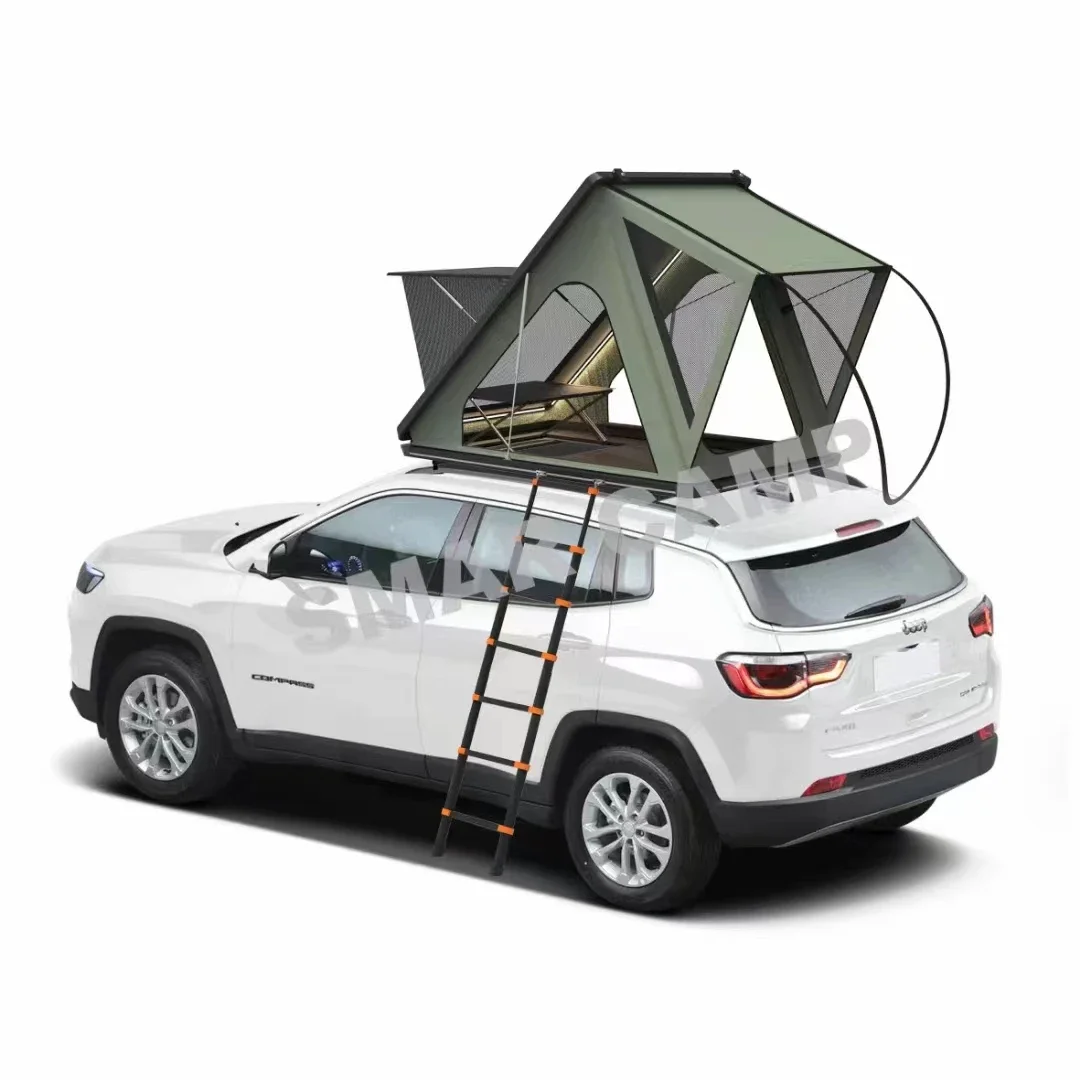 SmarCamp Hard Shell Rooftop Tent Aluminum Alloy 3-Person Mountaineering Roof Tent | Suitable for SUV | Outdoor Folding Roof | Po