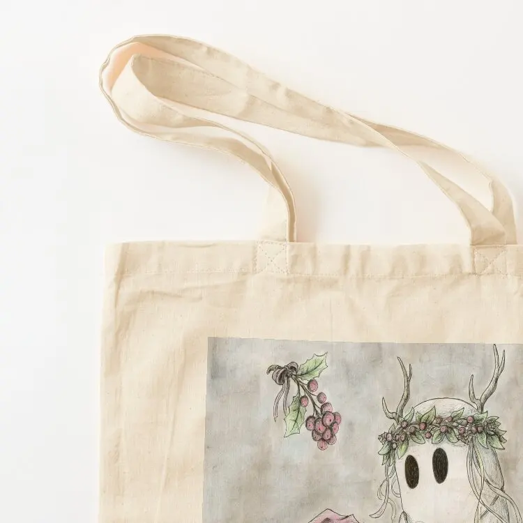 Holiday Spirits Ghost Boo Tote Bag foldable reusable bag Canvas shoulder bag handbag shopping