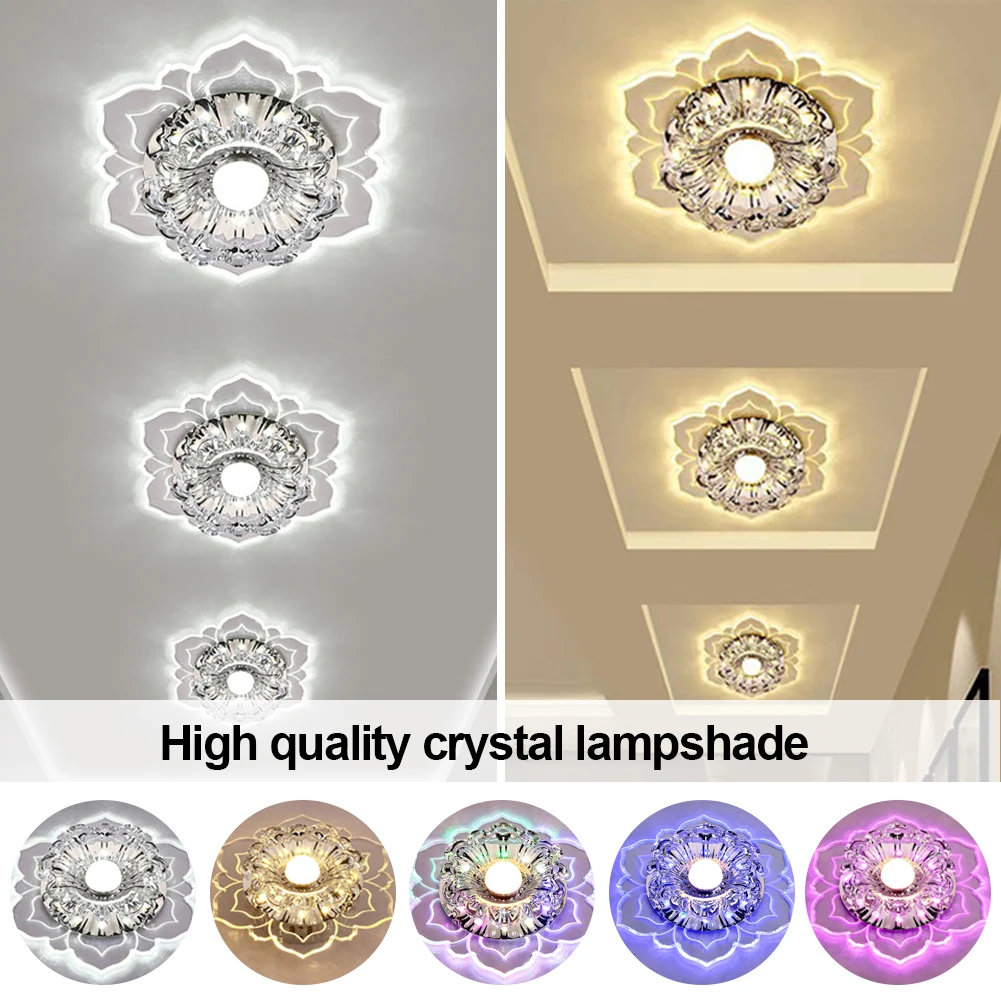 Crystal LED Ceiling Light Modern Ceiling Light Flower Shape LED Recessed Light Decorative Accent Lamp for Loft Hallway