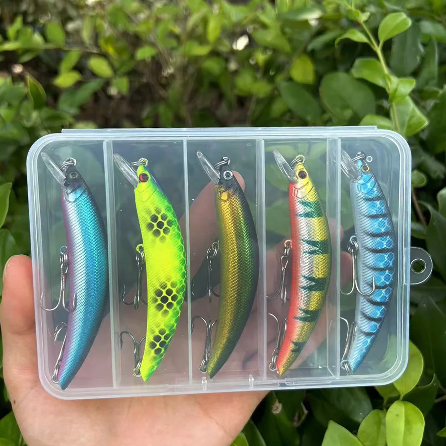 5PCS Professional Sinking Minnow Fishing Lures - Jerk Bait Bass Carkbait Swimbait with Sharp Fishing Hooks