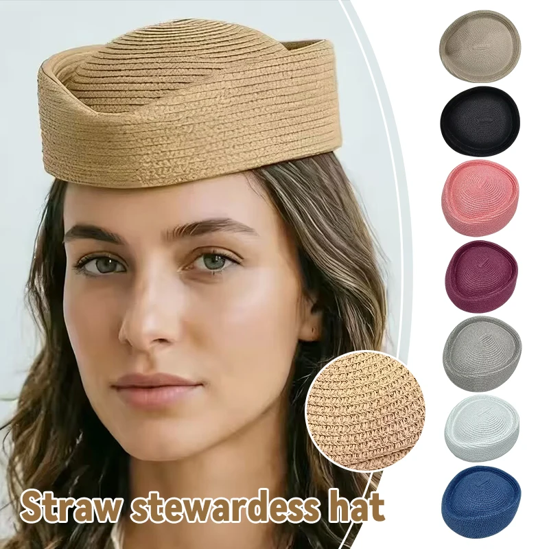 

Summer Beret Flight Attendant Hat Stewardess Hat Literary Artist Straw Sun Hat Painter's Hat