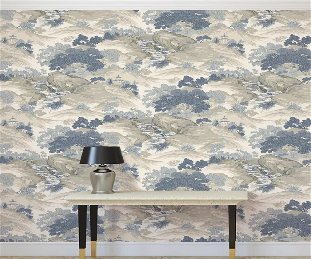 

Custom mural new Chinese landscape cloud pavilion photo wallpaper TV barbecue shop study background wall decoration wallpaper