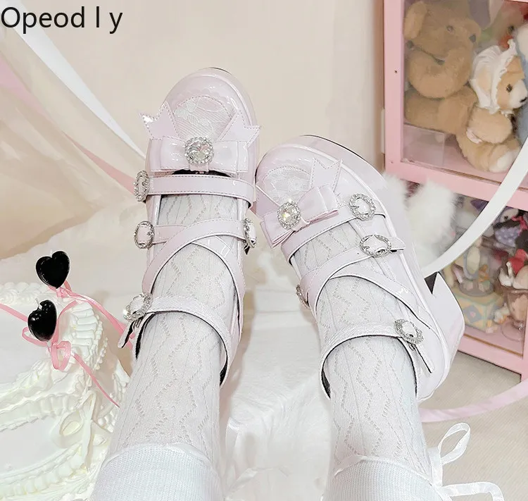 

Original Sweet Girl Platform Single Shoes Japanese Mass-produced Cute Bow Muffin Shoes Shallow Single Shoes Women Pumps