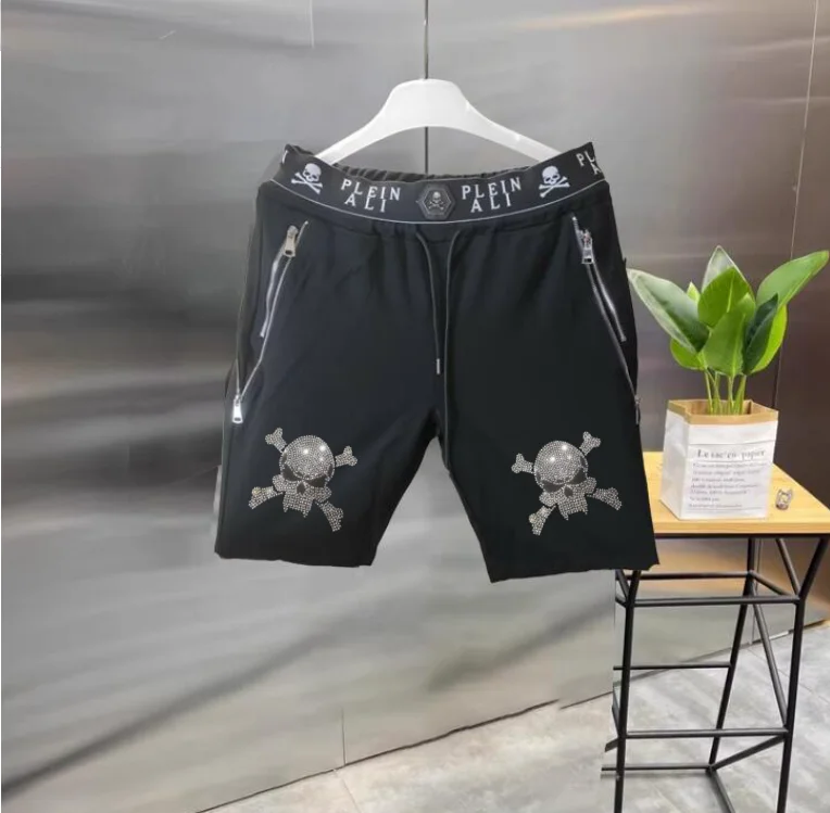 2025 Designer Strass korte zomer luxe Plein ali hiphop mannelijke merk casual korte broek