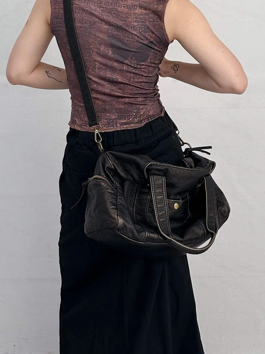 

Американская мотоциклетная сумка в стиле ретро, большая вместительная многослойная сумка Y2K для горячих девушек на одно плечо, большая S-тоут, повседневная сумка