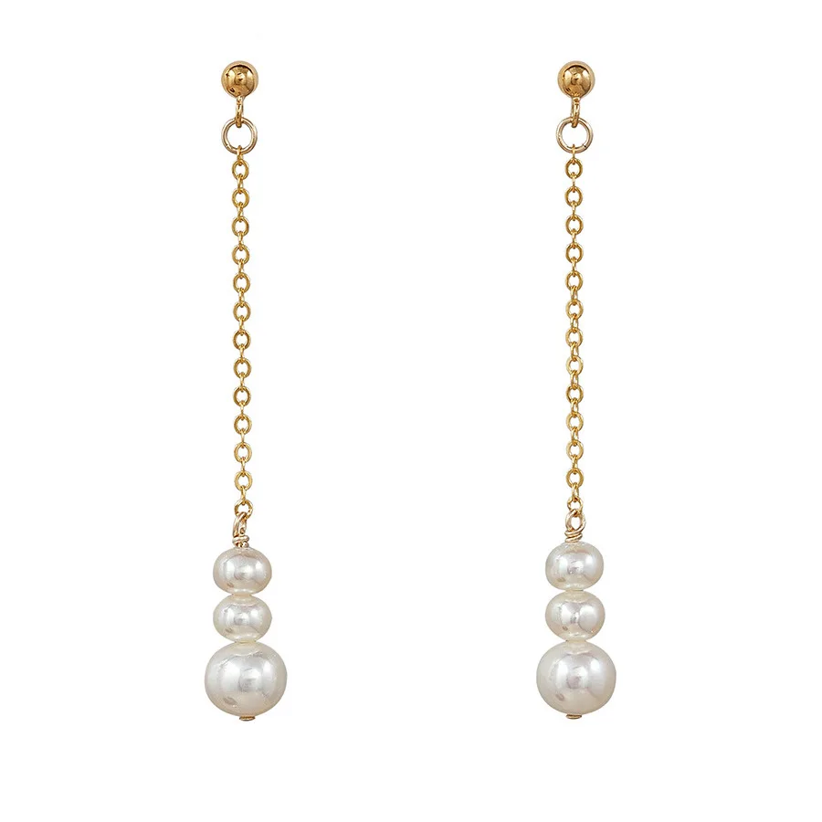 

Natural freshwater pearl earrings, women's light luxury fashion simple temperament long earrings