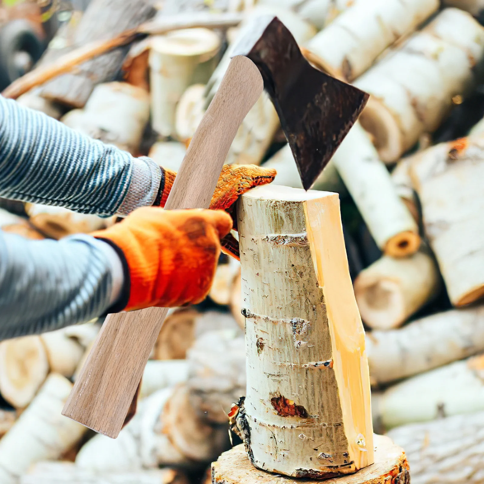 

1Set Hatchet Wooden Handle Replacement Woodworking Handle and Metal Wedge Reinforcing Set for Tool Repair Handles