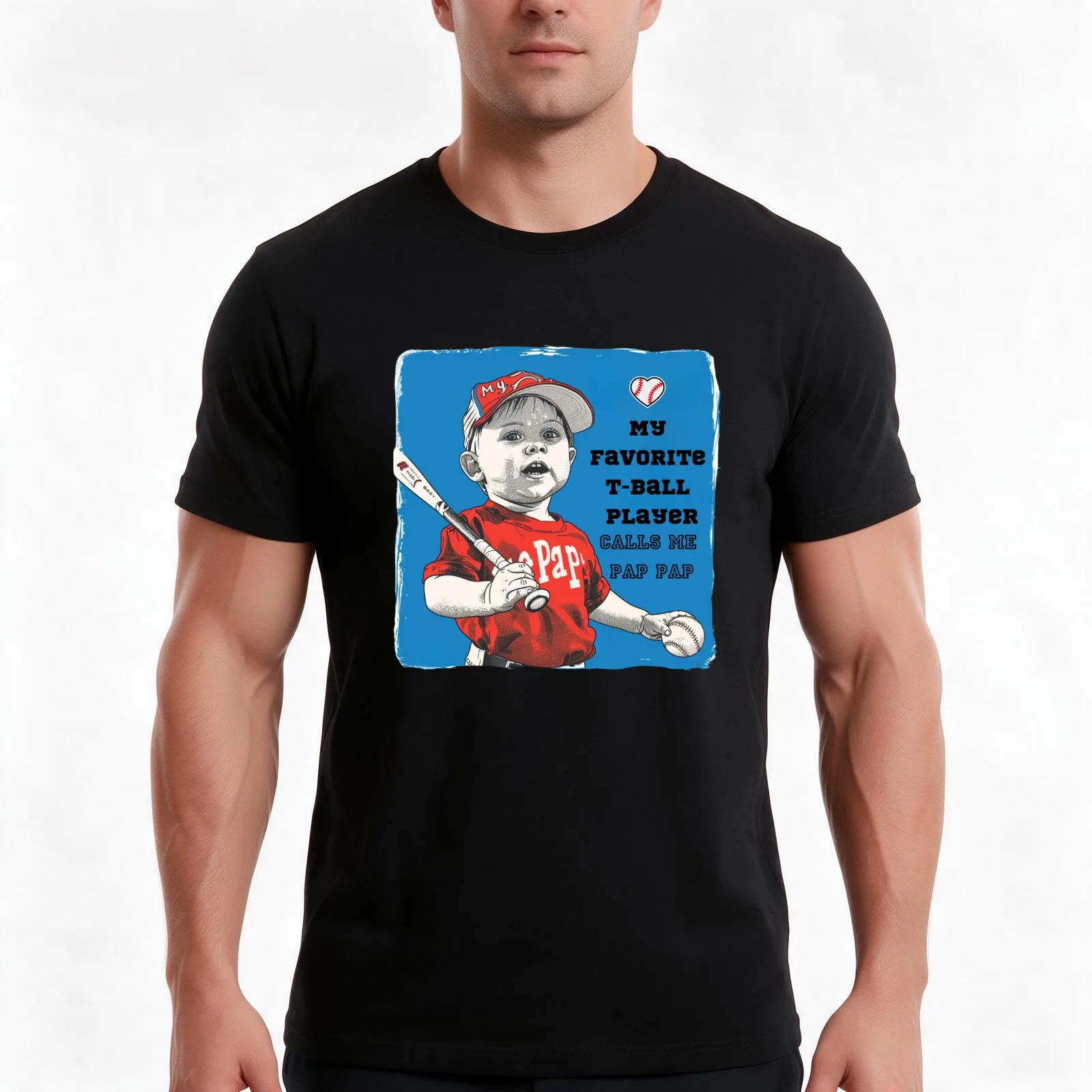 My Favorite T-Ball Player Calls Me Pap Pap - Gift for Grandpa Shirt Design T-Shirt, Summer Casual Cotton Tee, Unisex Men Women
