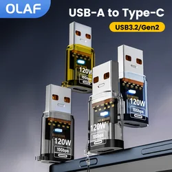 120W USB3.2 OTG Adapter USB Male To Type C Female Converter 10Gbps Data Transfer Connector for iphone 15 16