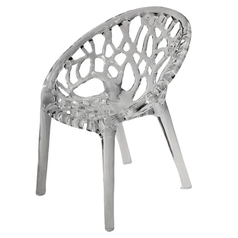 Resin makeup chair platinum crystal stool transparent chair backrest dining chair household dresser stool transparent resin