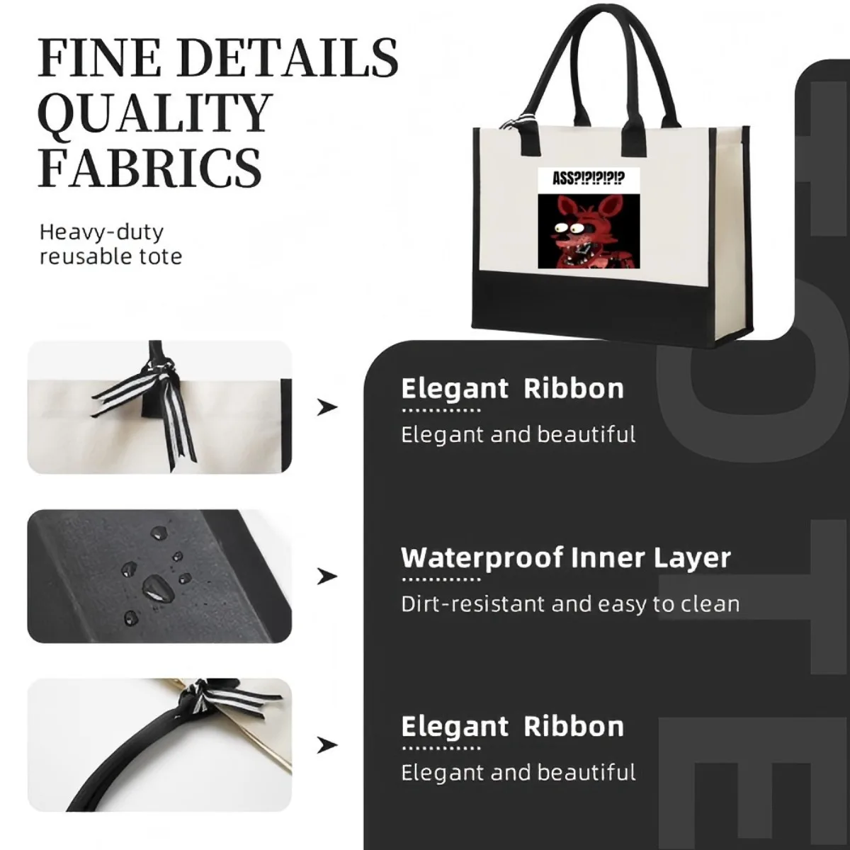 خمسة ثانية في فريدي y The 2026 وصول جديد موضة عملية واسعة قابلة لإعادة الاستخدام حمل حقيبة نمط طباعة 2 لهجة H