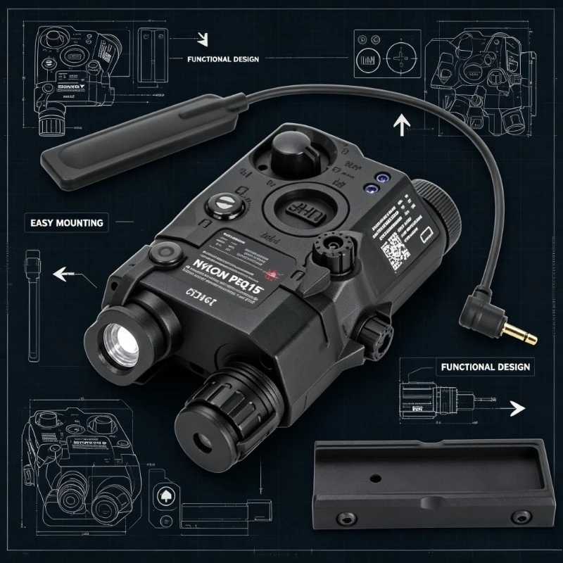 1. Multi‑Mode Nylon PEQ15 Decor Fitting, Tunable Laser Dot LED Torch For Hobby Cosplay Model Refit Project