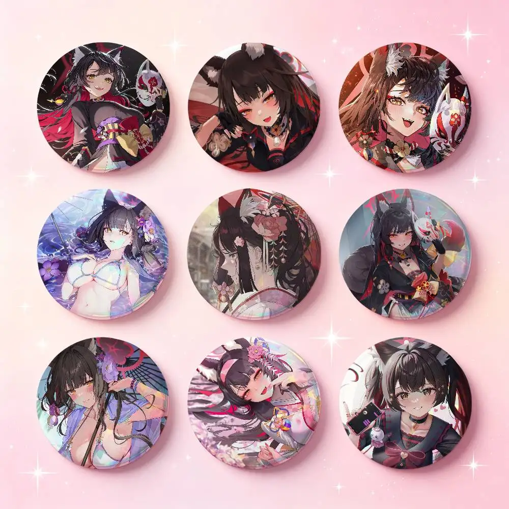 Wakamo Blue Archive Game Badges 25 32 44 58 75 Mm Round Cosplay Pin Bag Decor Fans Collect Friends Gifts Brooch Souvenir