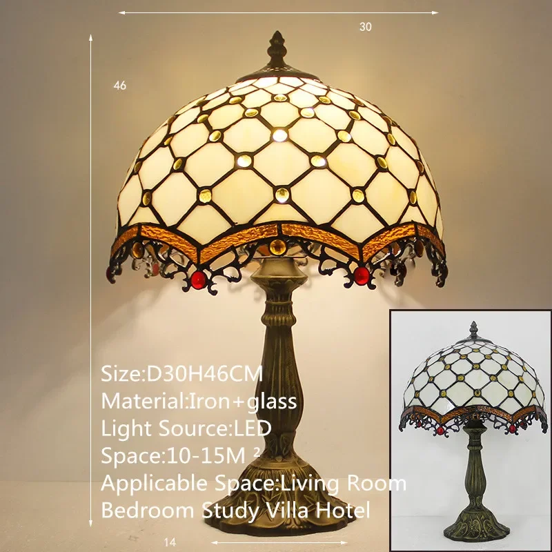 ABEL Tiffany Table Lamp LED Luxury Creativity Living Room Study Bedroom Bedside Lamp Villa Hotel Color Glass Desk Light