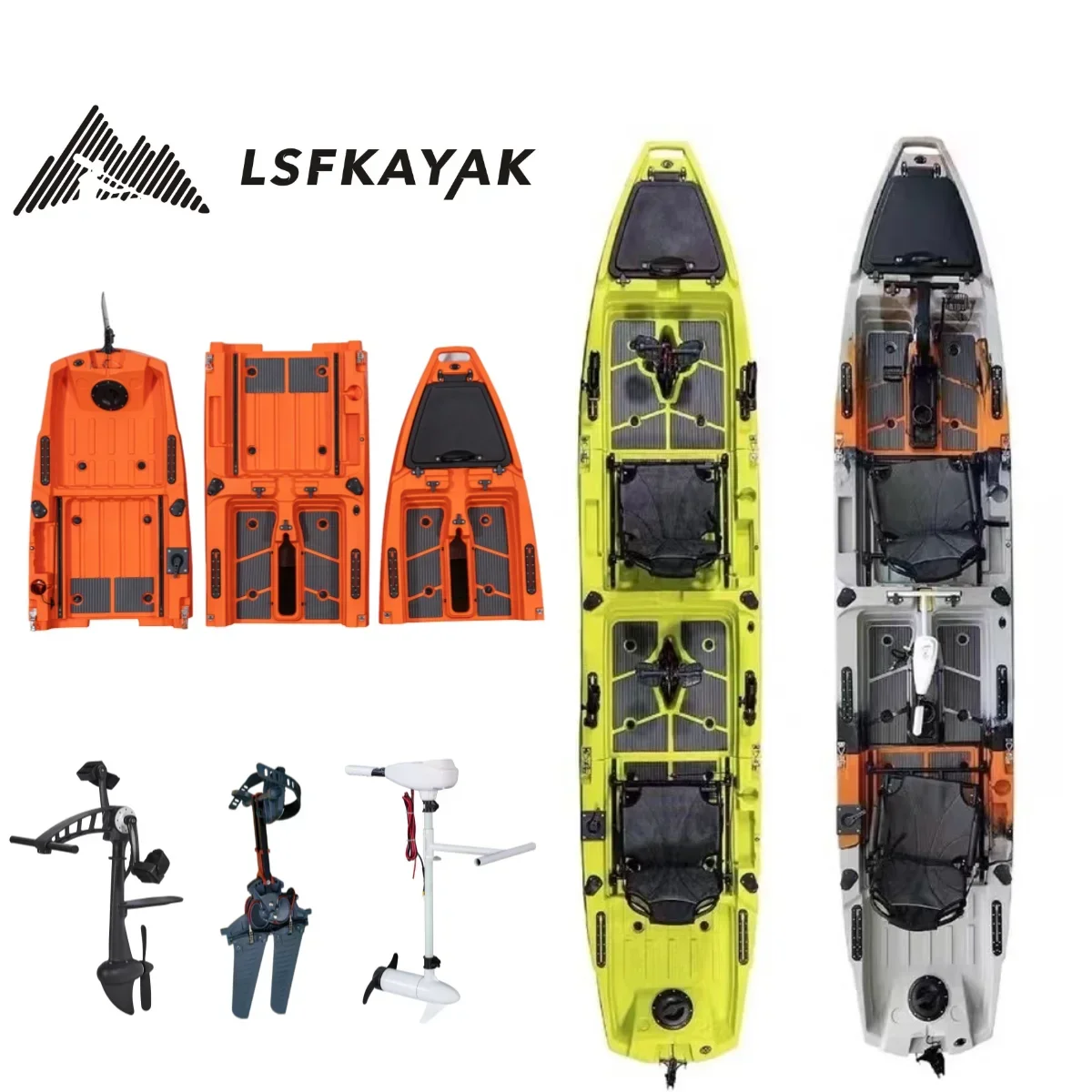 2 Or 3 Pieces Modular Detachable Kayak For 3 Power Systems With Kick Up And Propeller Foot Pedal Motor Kayak For Choosing