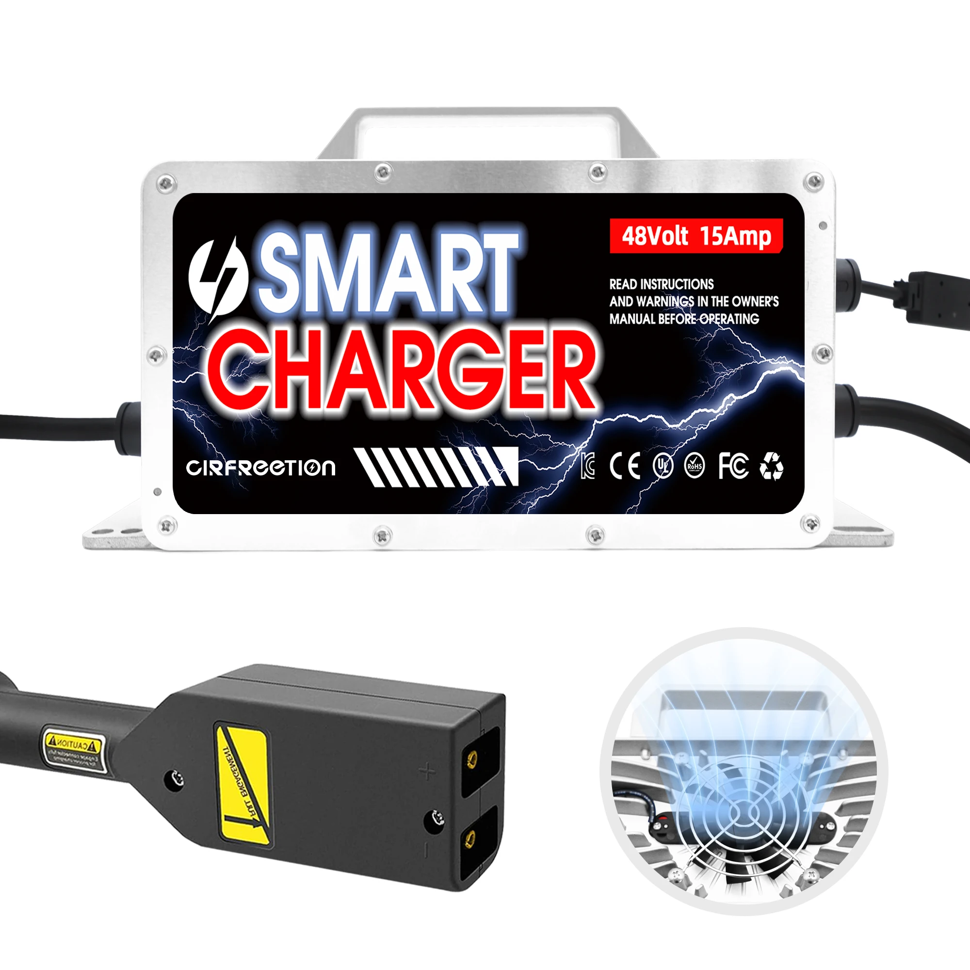 

48 Volt 15 AMP Golf Cart Smart Battery Charger D Style Plug for EZGO TXT Carts