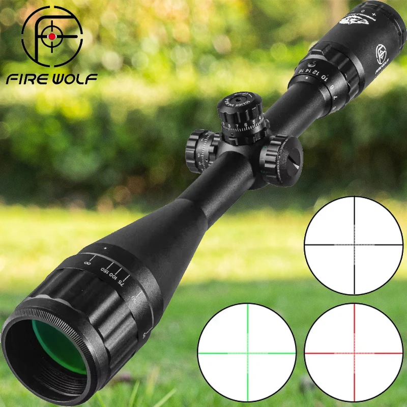 2025 FIRE WOLF New 4-16X50 Rifle Scope Tactical Optical  Red Green Dot Sight Illuminated Cross Turret lock Reticle Sight Hunting