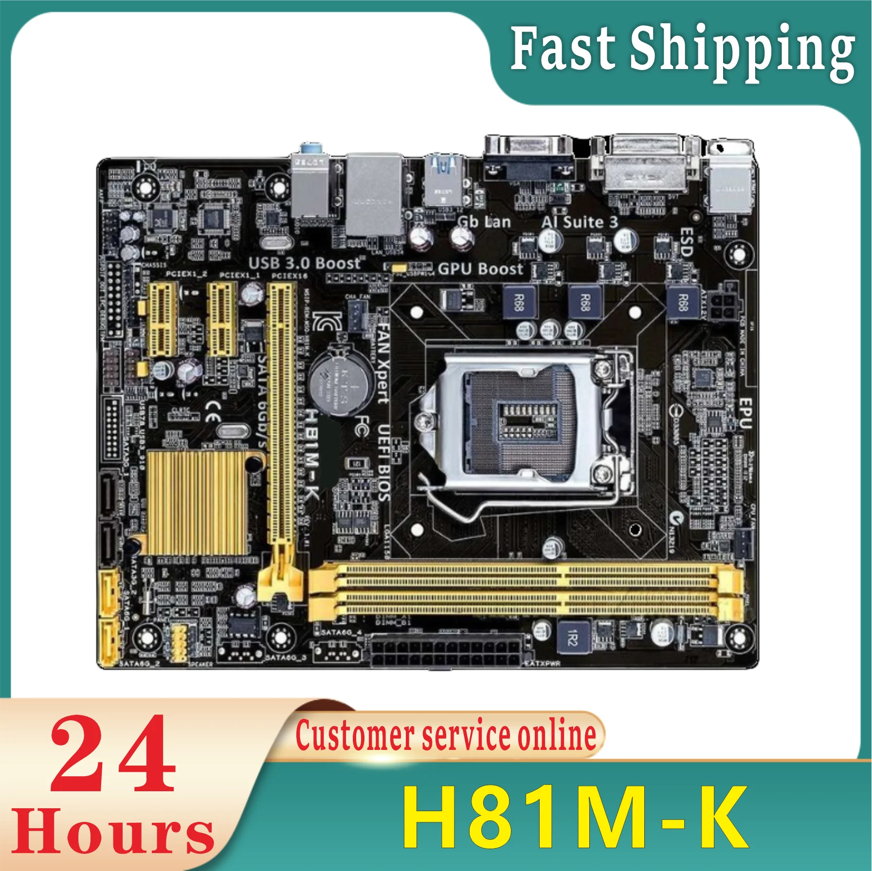 H81M-K Desktop Motherboard H81 Socket LGA 1150 i3 i5 i7 DDR3 16G Micro-ATX Original Mainboard