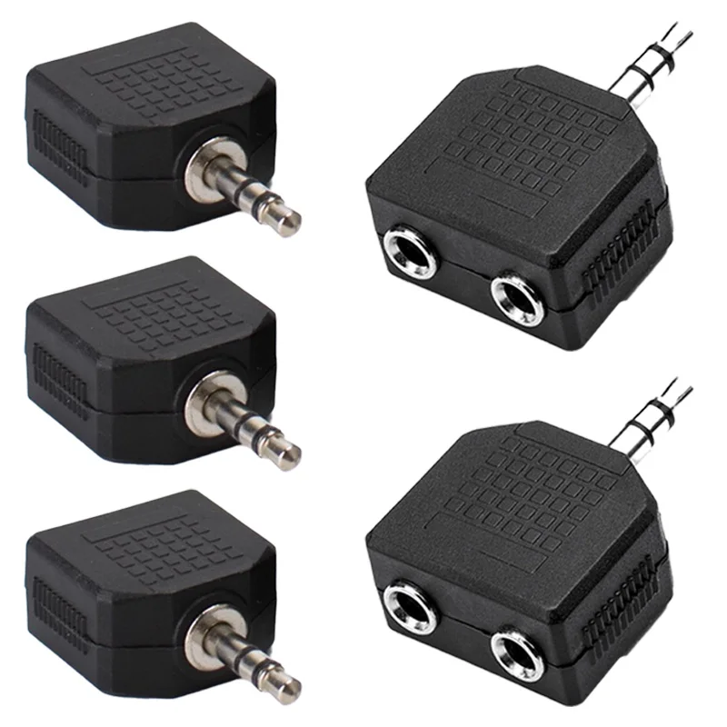 2Pcs Y Splitter Adapter Connector Stereo 3.5mm Audio Jack Male to Dual 3.5mm Female Double Plug for MP3 Phone Earphone Headphone