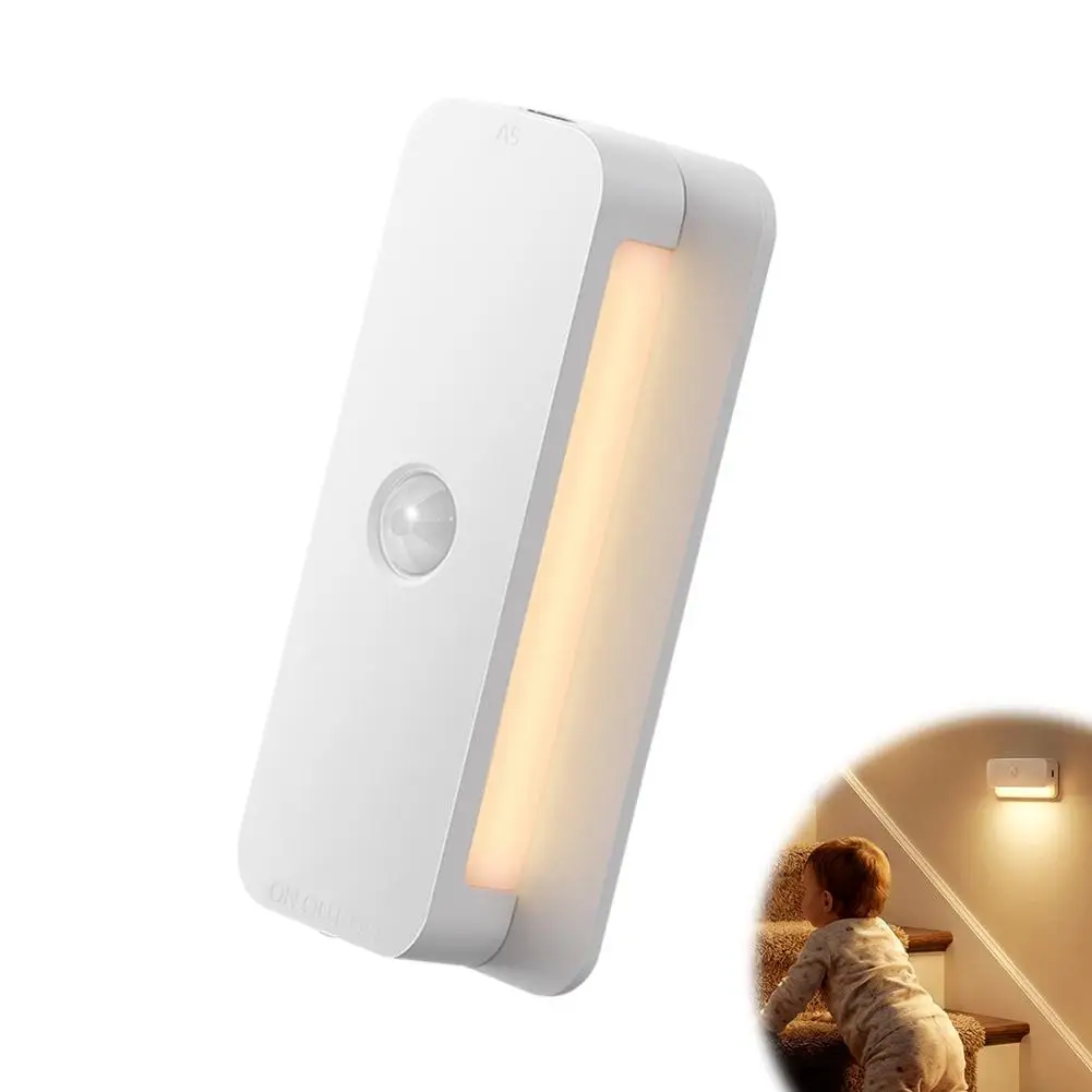 Motion Sensor Night Light Warm White Indoor Rechargeable Stair Light Indoor for Hallway Stairway Bathroom Bedroom Kitchen