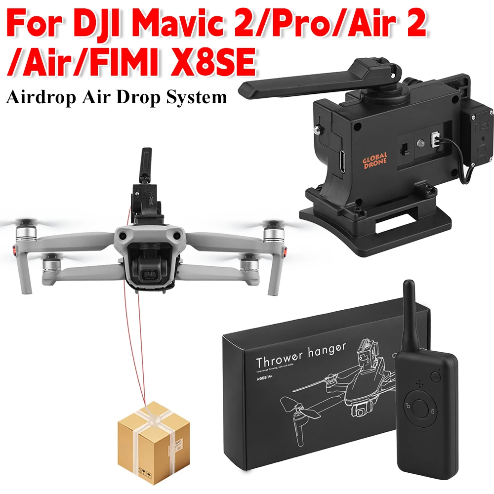 Drone Thrower Airdrop Air Drop System for DJI Mavic 2/Pro/Air 2/Air/FIMI X8SE Life Remotely Delivery Airdrop Fishing Life Rescue