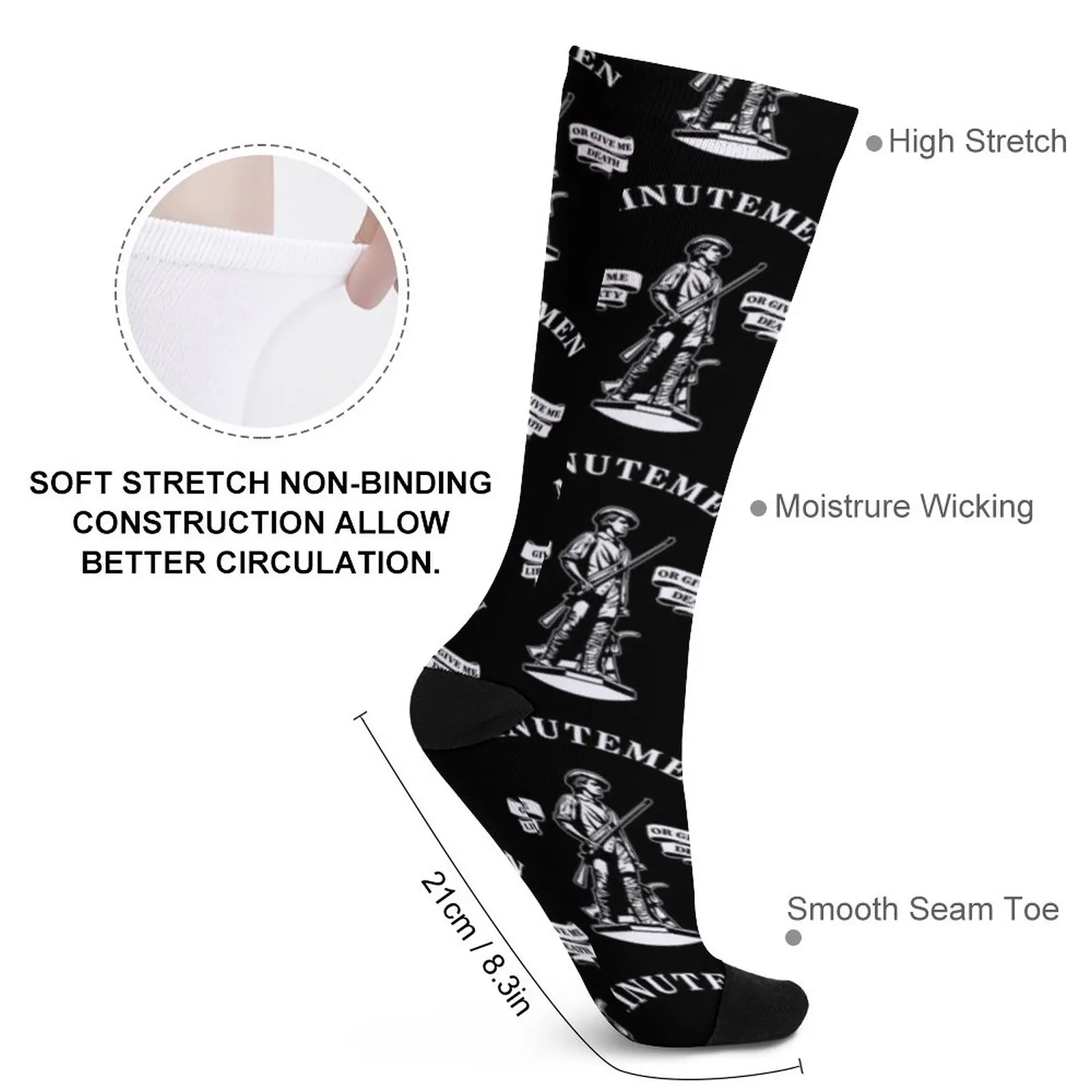 Minutemen 4th of July 1776 USA America Socks Fun socks socks designer brand Stockings man valentine gift ideas