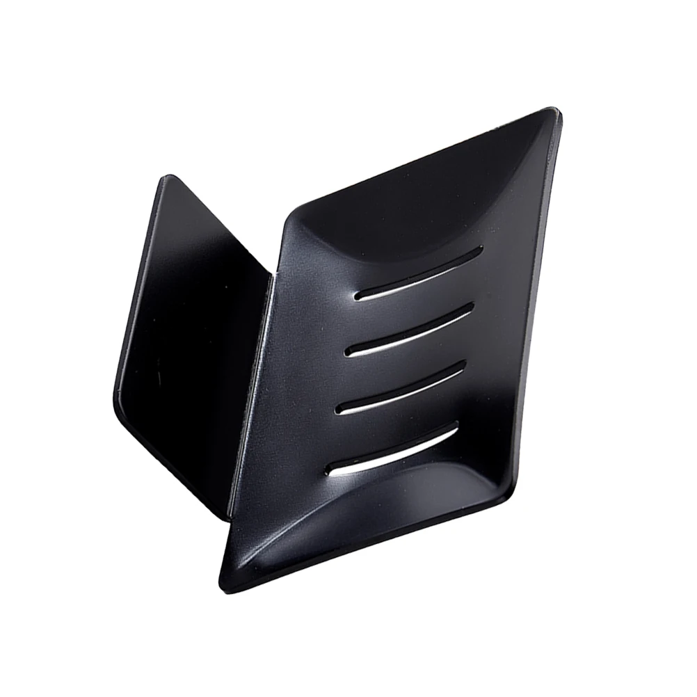 

Punch Free Black Soap Tray Design Draining Rack Bathroom Kitchen Accessory No Tool Required Easy Install