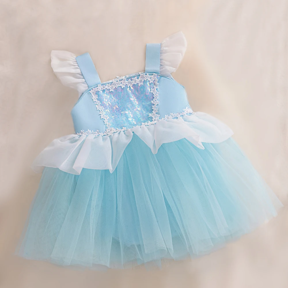 Casual Blue1st Birthday Dress For Baby Girl Clothes Lace Princess Tutu Dress Baptism Girls Dresses Elegant Party Gown 0-2 Year