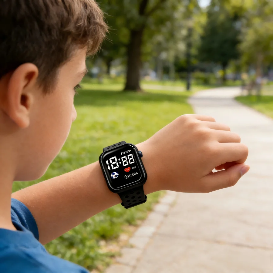 Sports Digital Watch For Kids Boys and Girls Silicone strap LED Display Sports Watches Cartoon Fashion Children's Watch