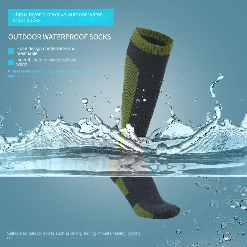 Ski Long Waterproof Socks Breathable Outdoor Waterproof Hiking Wading Camping Winter Ski Fishing Sock Riding Snow Warm