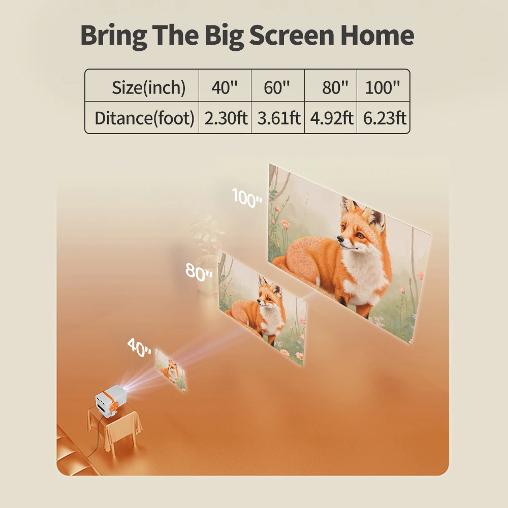 DESS 4K-Projektor Android 13 TV OS 1280 * 720P Wifi6 BT5.0 4K-Dekodierung Kino Outdoor drehbar 180 ° Tragbarer Videofilmprojektor
