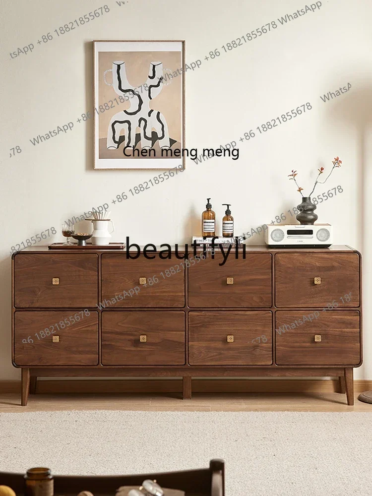 M178 North American black walnut eight-bucket cabinet Nordic simple all-solid wood living room storage locker
