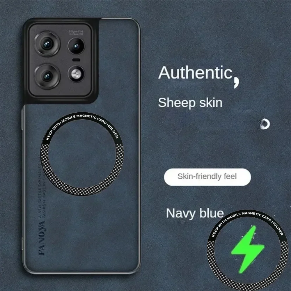 Luxury Sheepskin Leather Case for Motorola Moto Edge 50 Pro Ultrra Fuslon X50 5G Cover for Magsafe Magnetic Matte TPU Phone Case