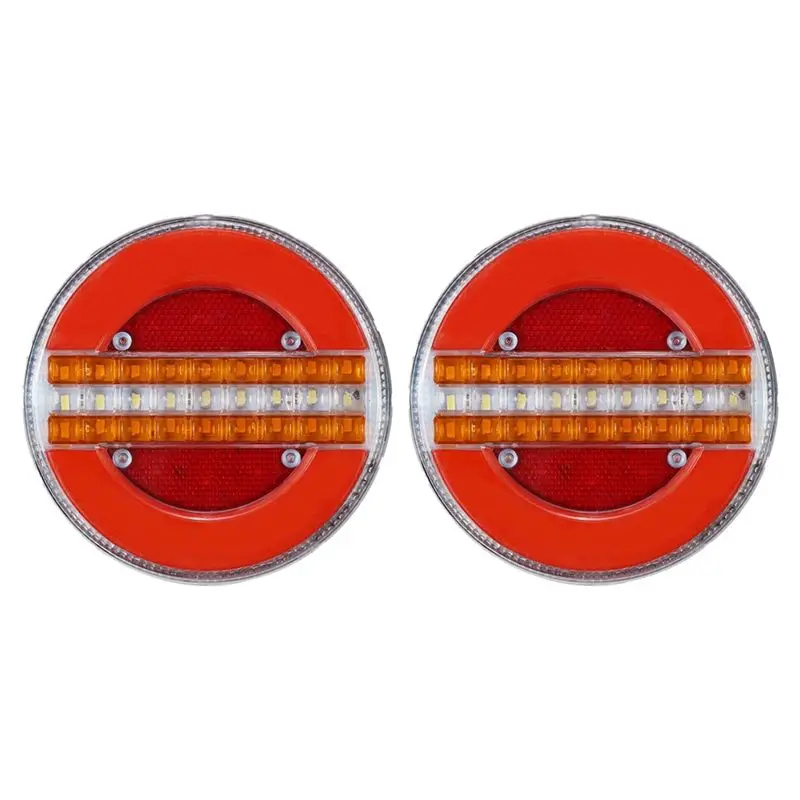 

2Pcs 4 Inch Trailer Dynamic Tail Light 24V LED Truck Brake Light LED Round Water Hamburger For Boats, Buses, Caravans