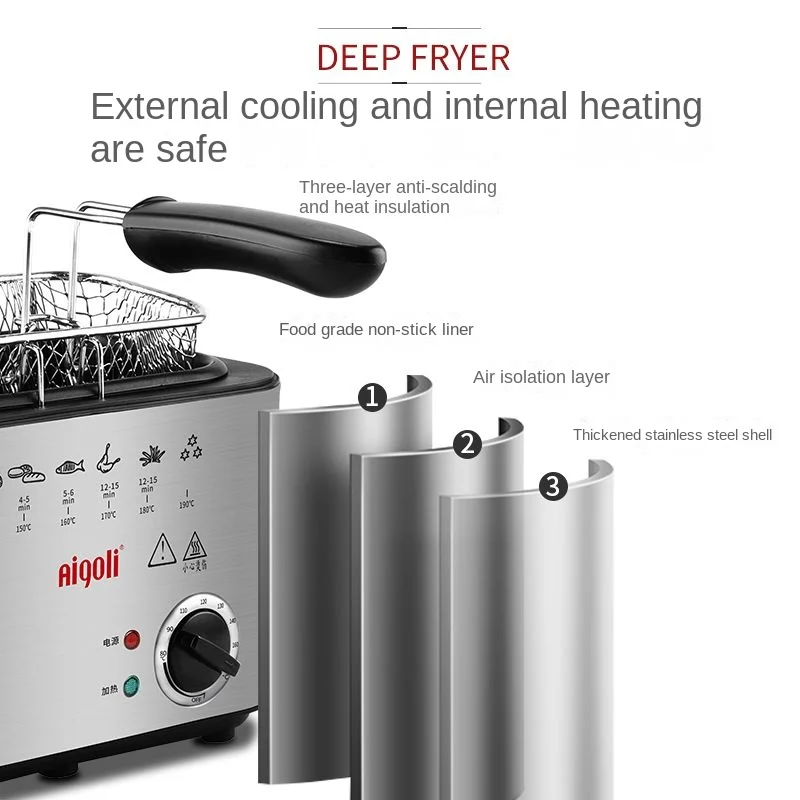 Multifunctional fryer household small fryer electric fryer mini small oil-saving fried chicken fryer constant temperature