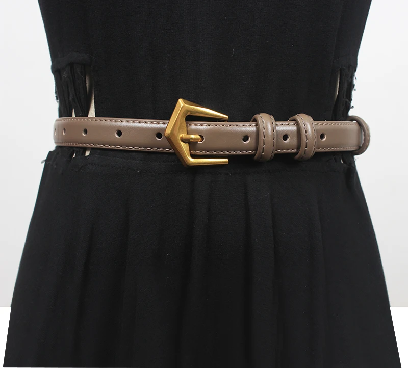 Women\'s Runway Fashion  Genuine Leather Cummerbunds Female Dress Corsets Waistband Belts Decoration Narrow Belt R2114