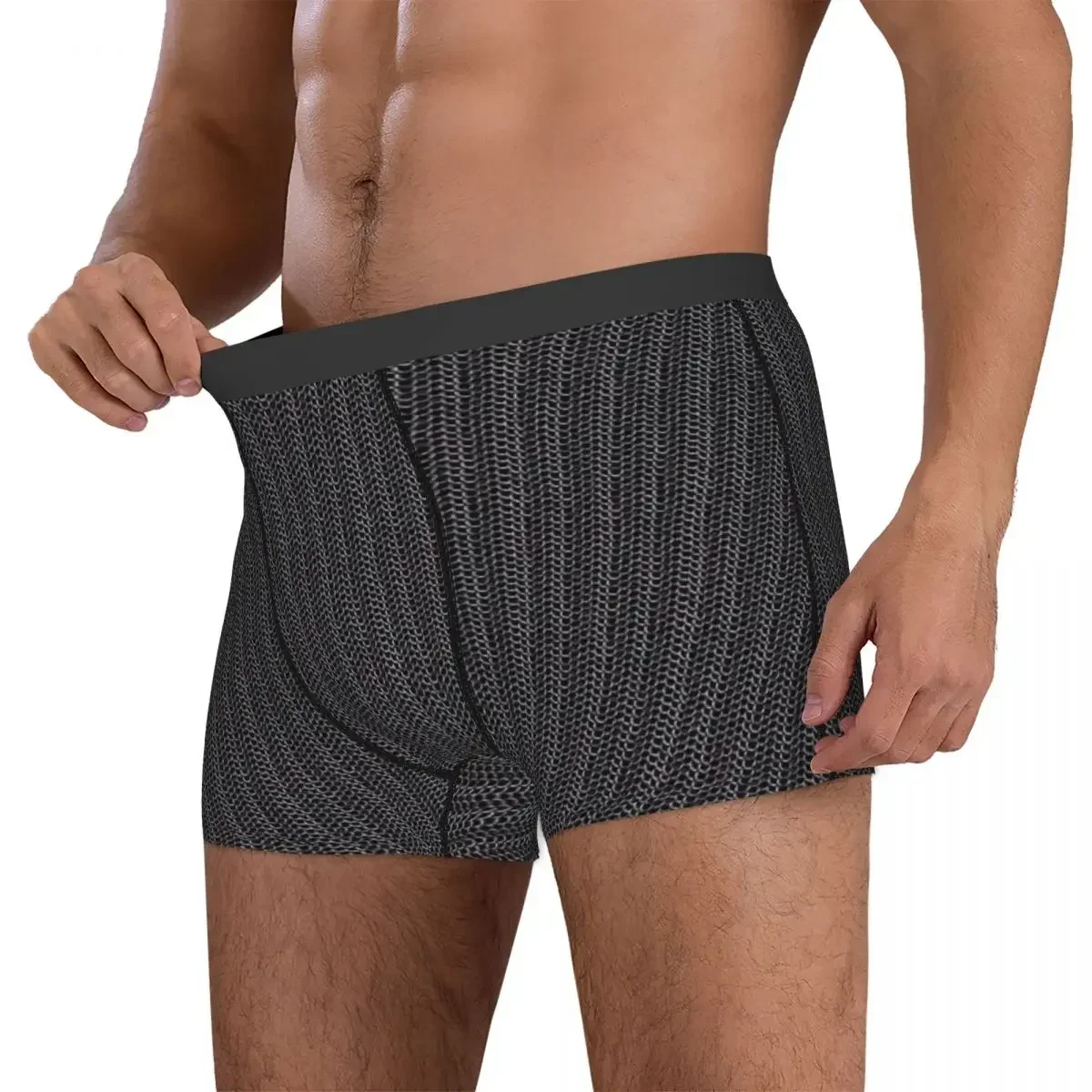 Boxer Underpants Shorts Metal Chainmail Medieval Armor Panties Male Ventilate Underwear for Homme Man Boyfriend Gifts