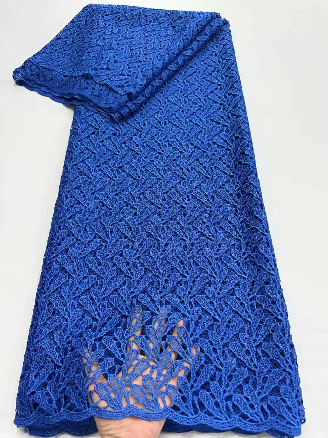 African Guipure Cord Lace Fabrics 5 Yards White 2025 New Nigerian Water Soluble Lace For Women Dresses Sew-Ruf