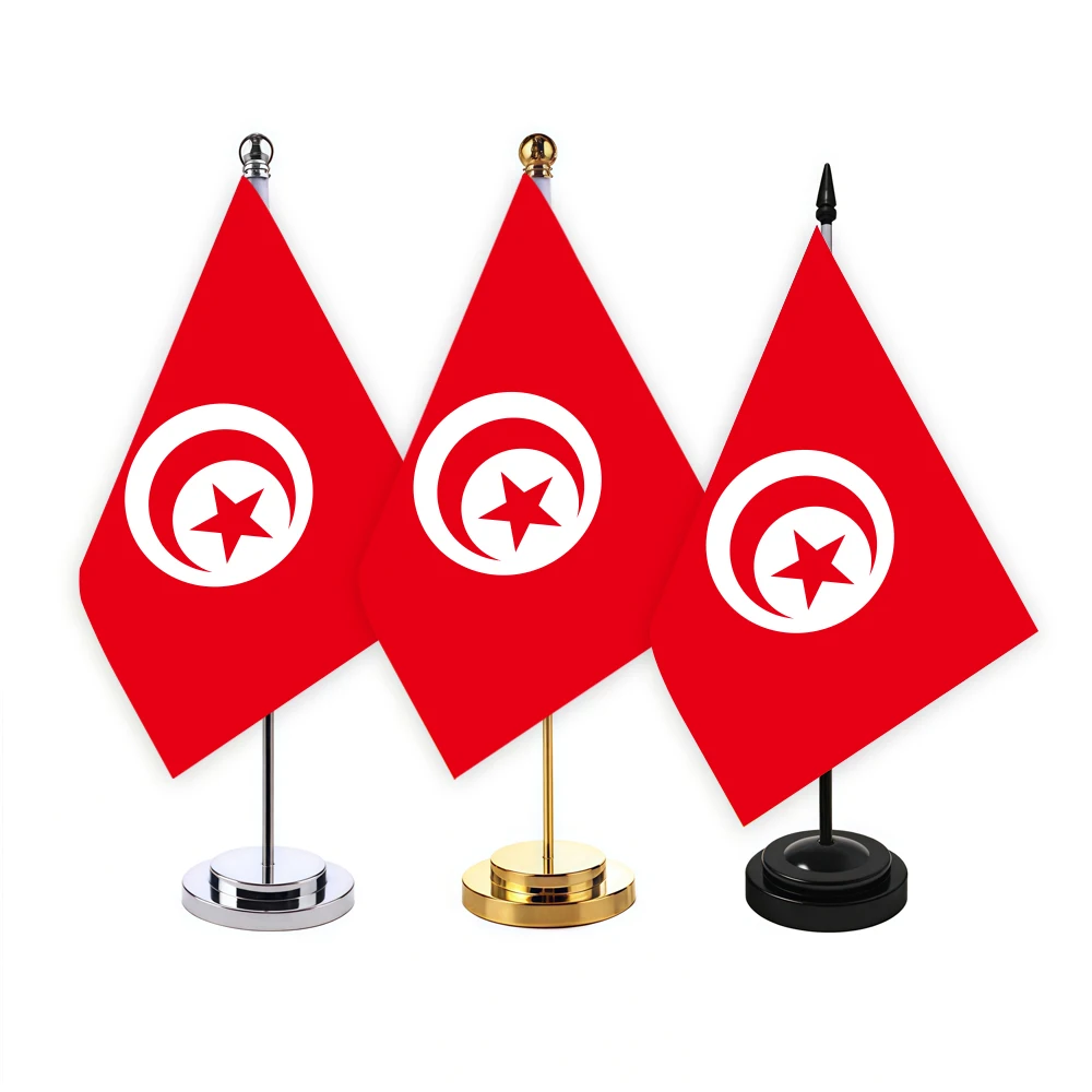 CYPOMELO office desk flag Tunisia flag 14x21cm Tunisia desktop small decorative flag (with flagpole)