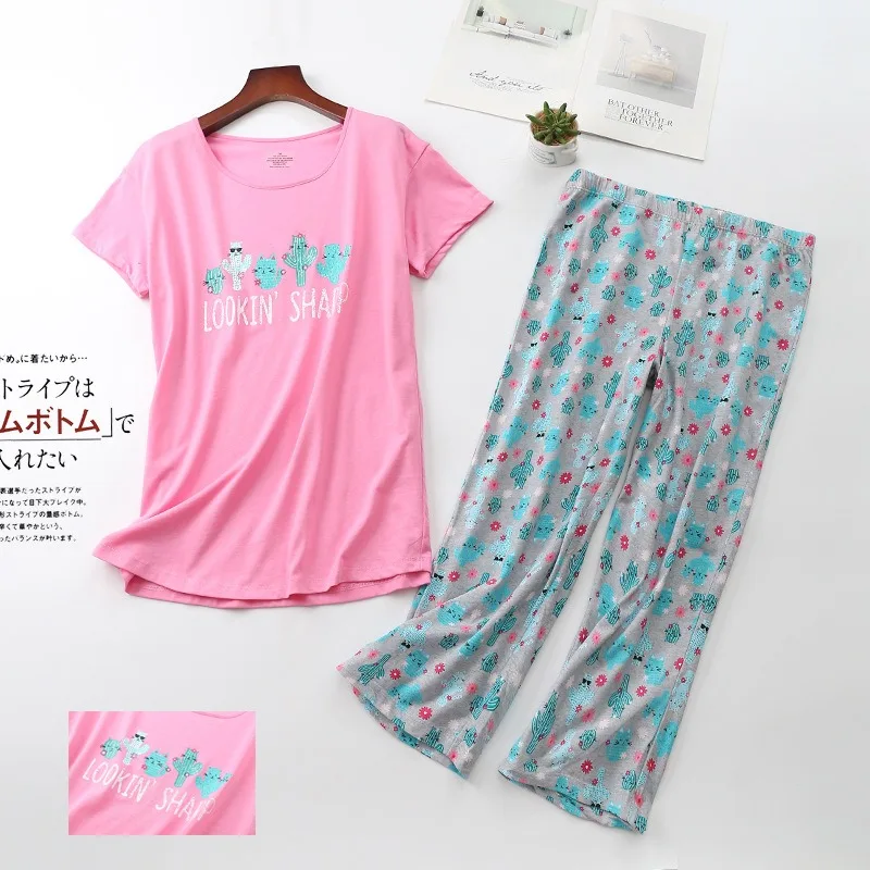

Легкие пижамные комплекты больших размеров для женщин, летние милые пижамы с короткими рукавами, костюм в корейском стиле, домашняя одежда, костюмы из 2 предметов