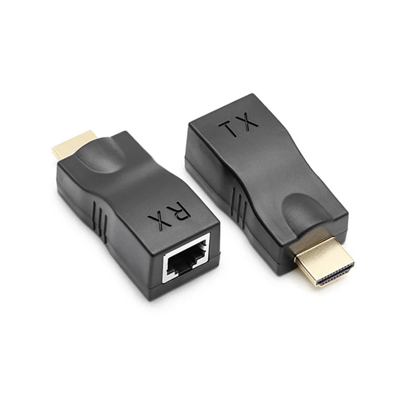 1080P HD 4K HDMI موسع RJ45 منافذ شبكة 30M HDMI إلى RJ45 عبر CAT5e / 6 UTP LAN موسع كابل